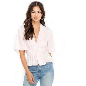 Pleated Front V Neck Top